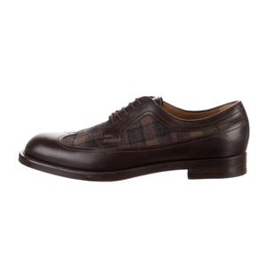 GUCCI Leather Plaid Print Derby Shoes
Size: 11